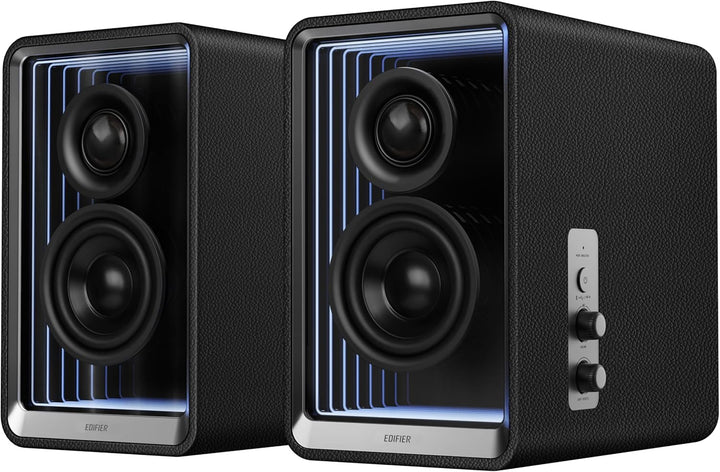 EDIFIER QR65 Aktive Design-Monitorlautsprecher (70 Watt) mit RGB-Lichteffekten, 3X USB TurboGaN-Schn