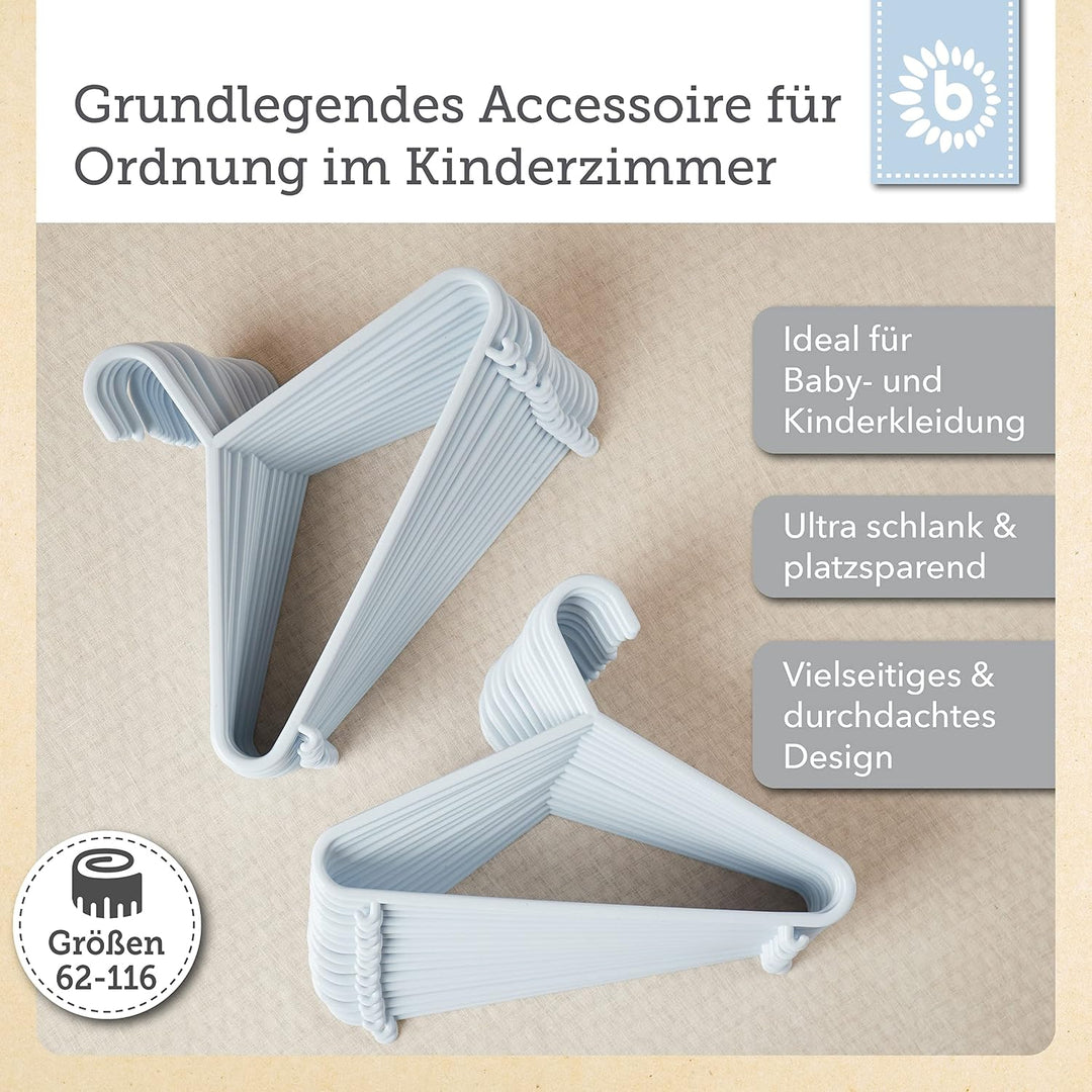 Bieco Kleiderbügel Kinder 32 St. Eisblau | Länge ca 30 cm | Baby Kleiderbügel | Kunststoff Kleiderbü