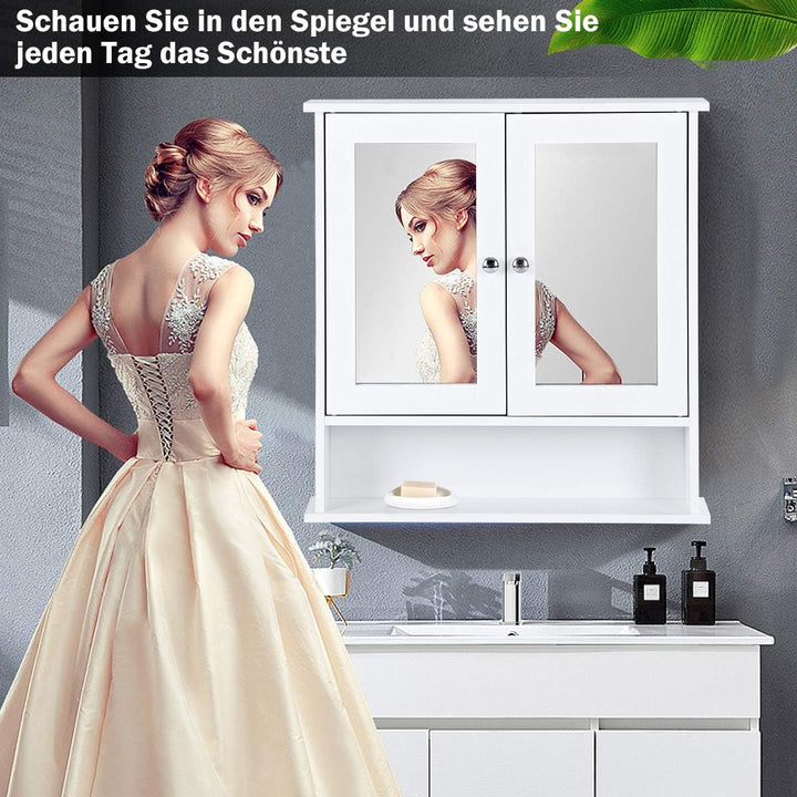 GOPLUS Spiegelschrank Bad mit Ablage, Hängeschrank mit Spiegel, Wandschrank hängend, Badezimmerspieg