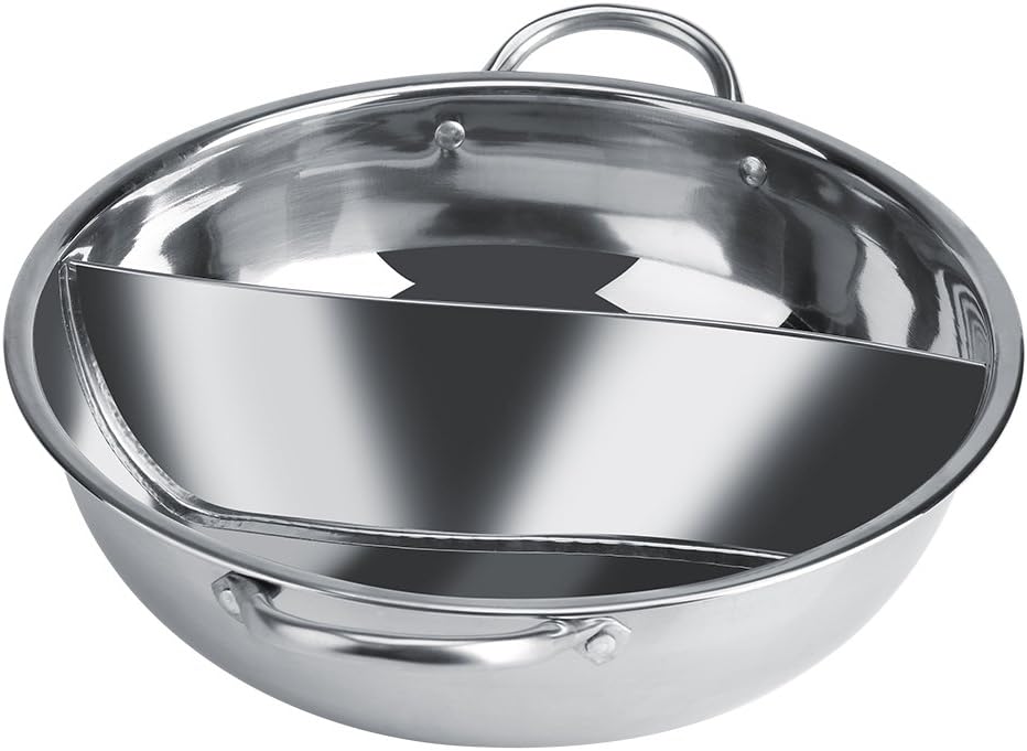 Dicker Hot Pot aus Edelstahl mit Zwei Geschmacksrichtungen und Induktionsherd Verwendbar (30cm), 30c