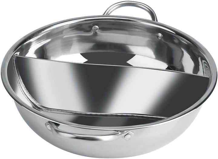 Chinese Hot Pot, zwei Zimmer Shabu-Shabu-Edelstahl-Topf Tiefer Topf für 4-5 Personen, verwendet mit