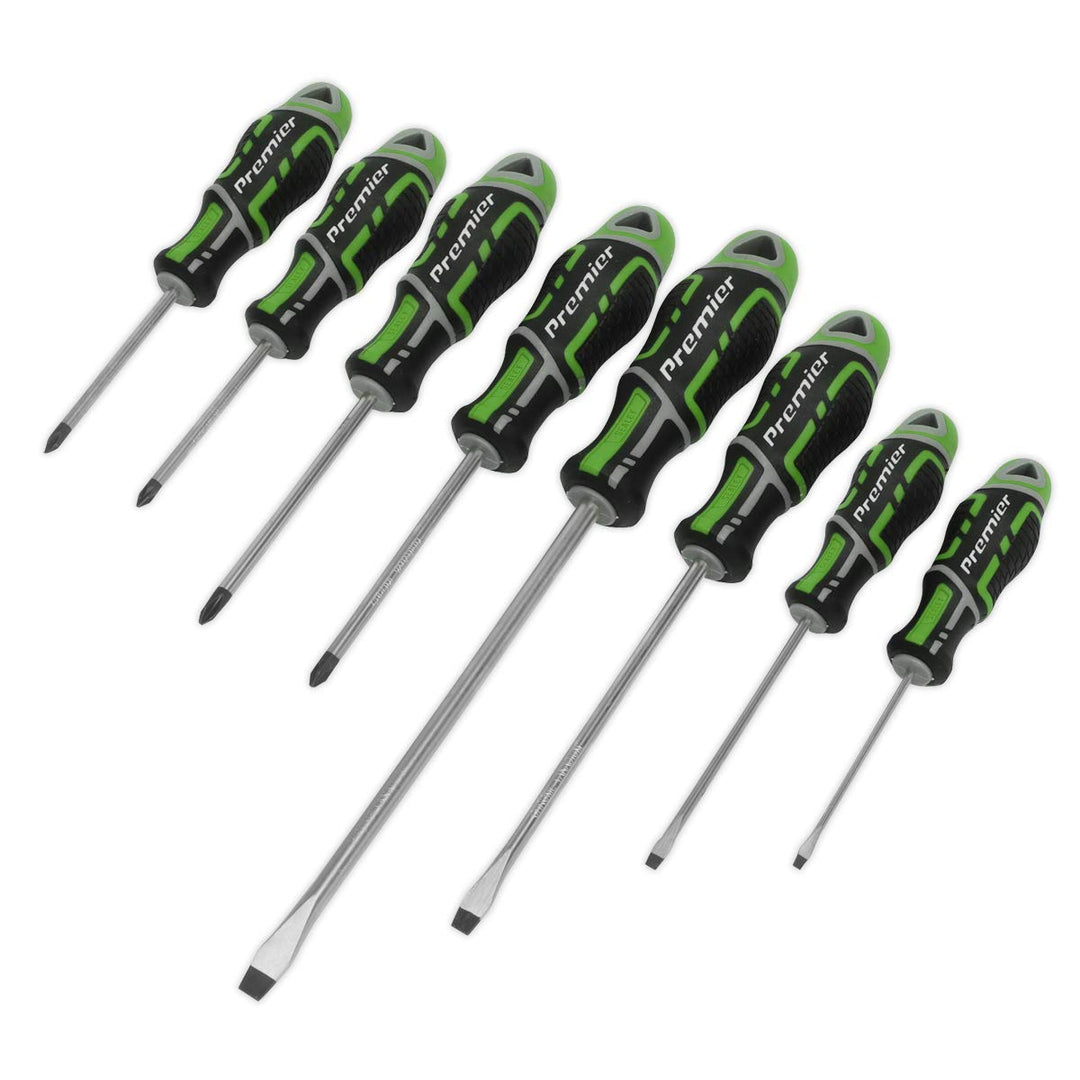 Sealey AK4322HV GripMAX Schraubendreher-Set, Hi-Vis, Grün, 8-teilig Schlitz, Kreuzschlitz und Pozi G