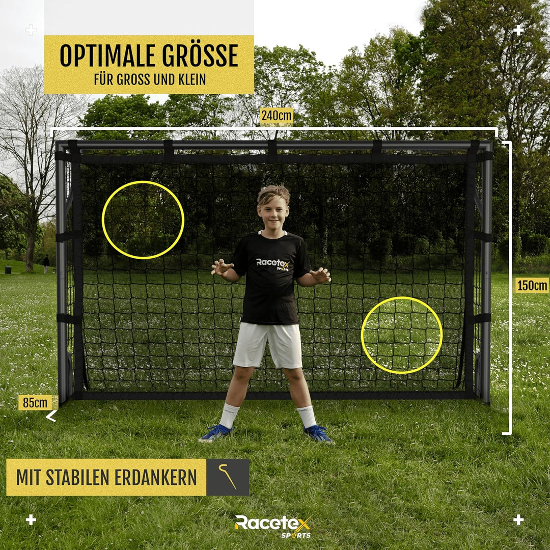 Fussballtore für Garten Kinder [MIT TORWAND] – Robustes Fussballtor Kinder und Erwachsene mit Stahlr