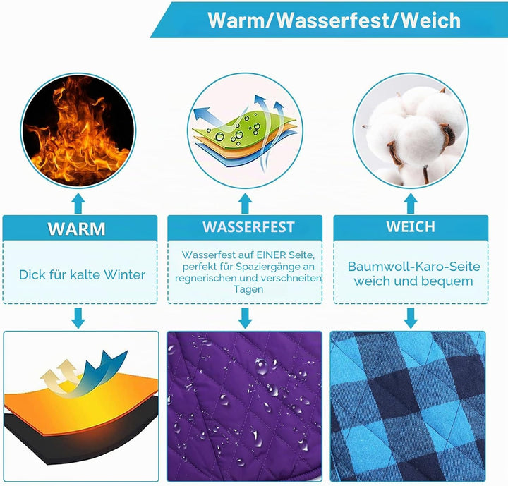 Geyecete Hundemantel Dackel, Dackel Wintermantel, Warmer Quilten Dackelmantel mit Geschirr Loch,Wind