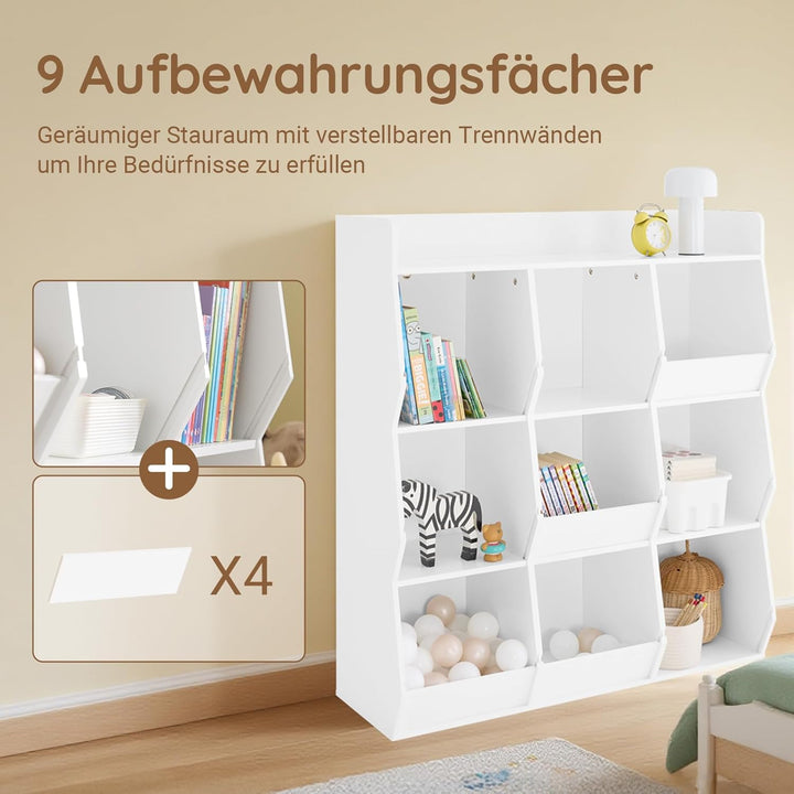 SoBuy Kinder Bücherregal Montessori Regal Kinderzimmer mit 9 offenen Fächern Kinderregal für Spielze