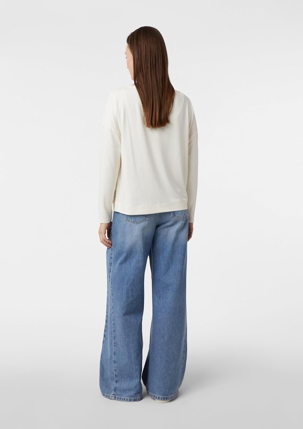 Comma Langarmshirt mit Frontprint und Strassdetails 34 04l0_creme, 34 04l0_creme
