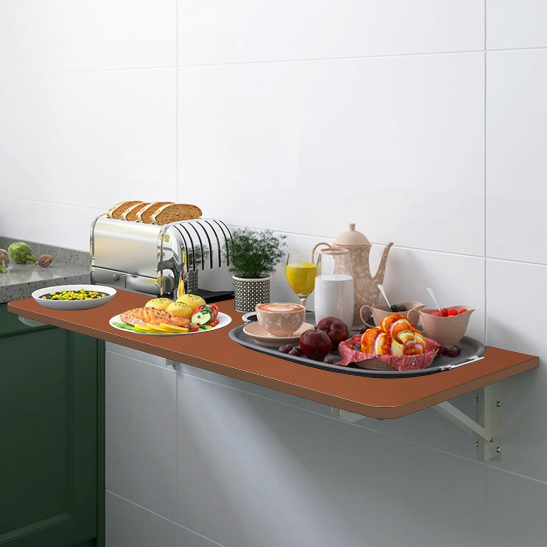 Wandklapptisch Schwarz, 60x30 cm, Klappschreibtisch mit Montagekit, Wandmontage Klapptisch für Küche