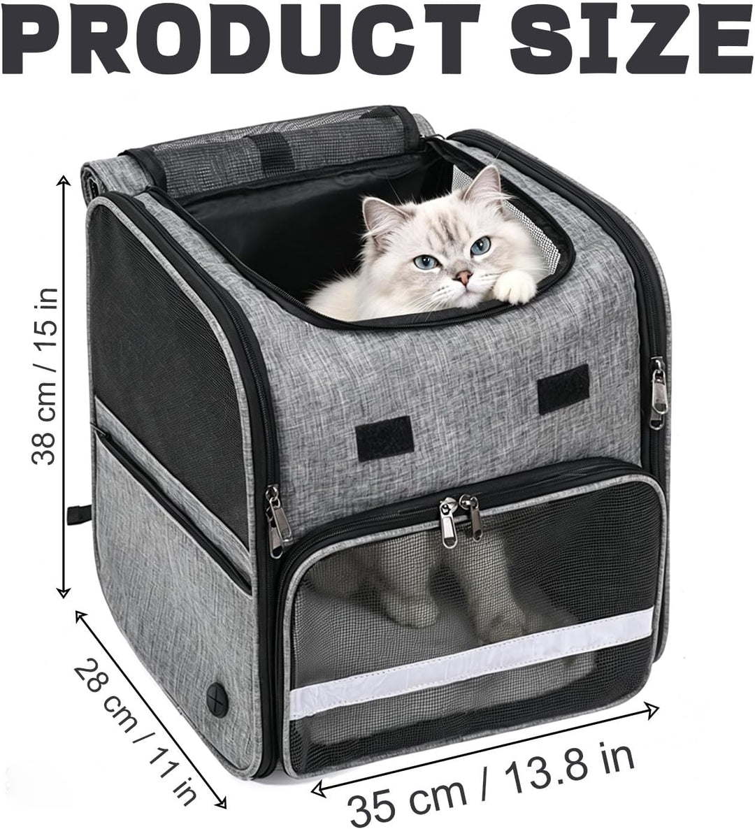 Faltbare Katzenrucksack mit Fenster, Tragbare Hunde Rucksack bis 10kg, Multifunktionales Katzentasch