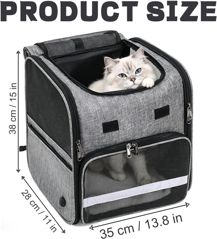 Faltbare Katzenrucksack mit Fenster, Tragbare Hunde Rucksack bis 10kg, Multifunktionales Katzentasch