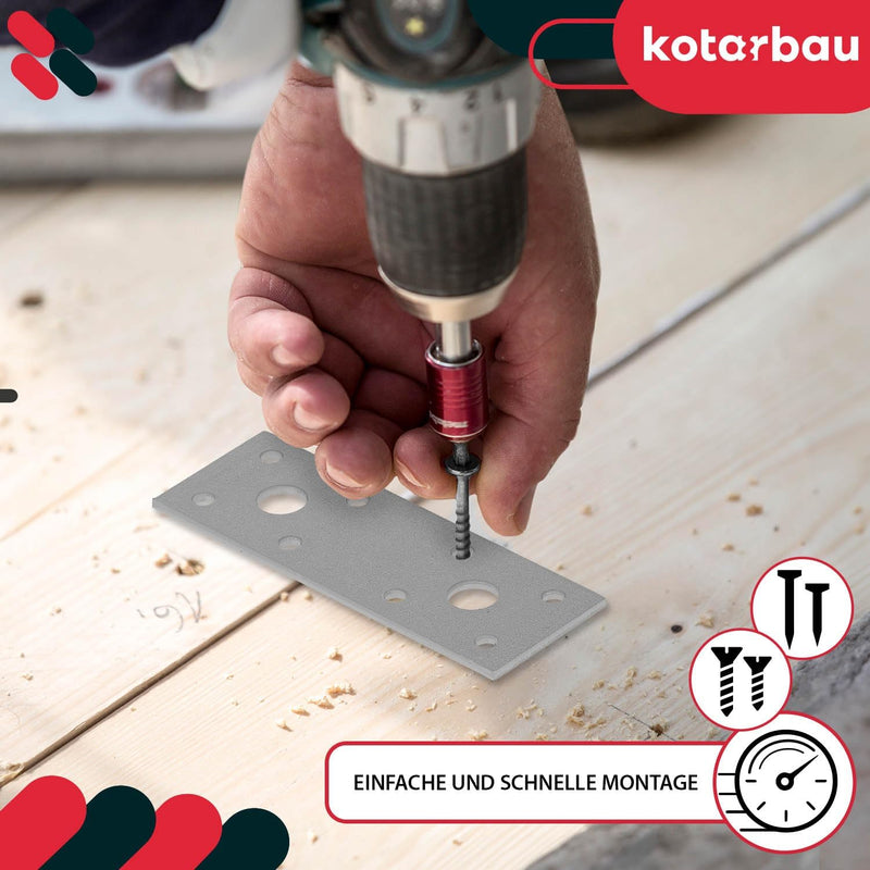 KOTARBAU Lochplatten 96 x 40 mm Verzinkt Silber Flachverbinder Holzverbinder Innen – Aussenbereich L