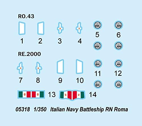 Trumpeter 05318 Modellbausatz Italian Navy Battleship RN Roma, blau, Mittel