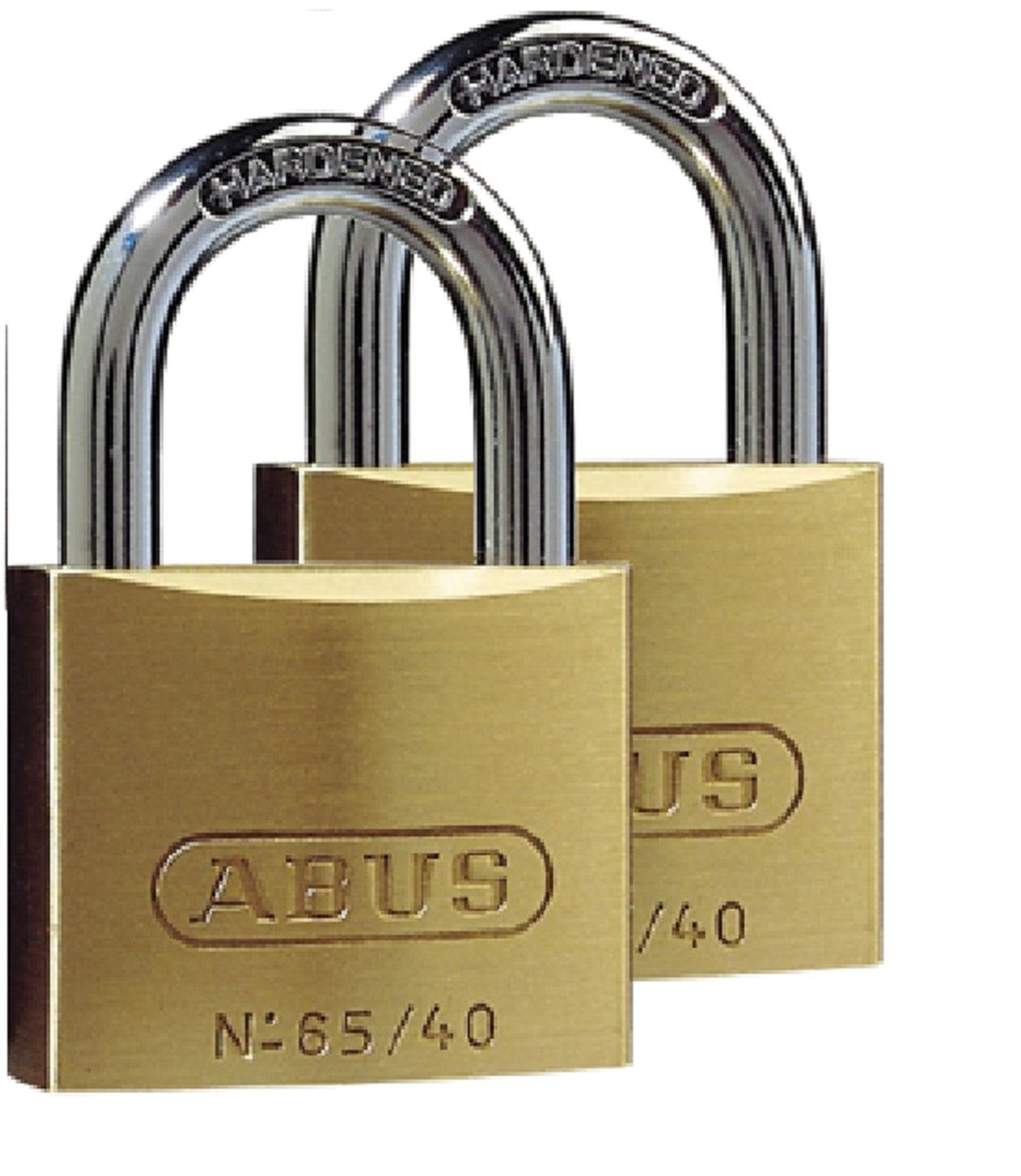 ABUS Vorhängeschloss Messing 65/40 - 2er Set, gleichschliessend - Kellerschloss, Spindschloss u. v.