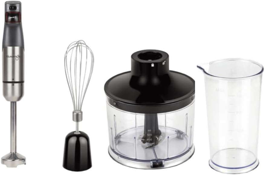 Kuvings 4-in-1 MIXPRO1000 Elektrischer Stabmixer aus Eco Edelstahl, 100W Pürierstab, Sicherheitshebe