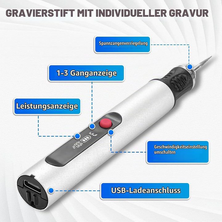 Elektrisches Graviergerät für Glas &amp; Holz, Glasgravur Set zum Gläser Gravieren, Mini Fräser Gravurse