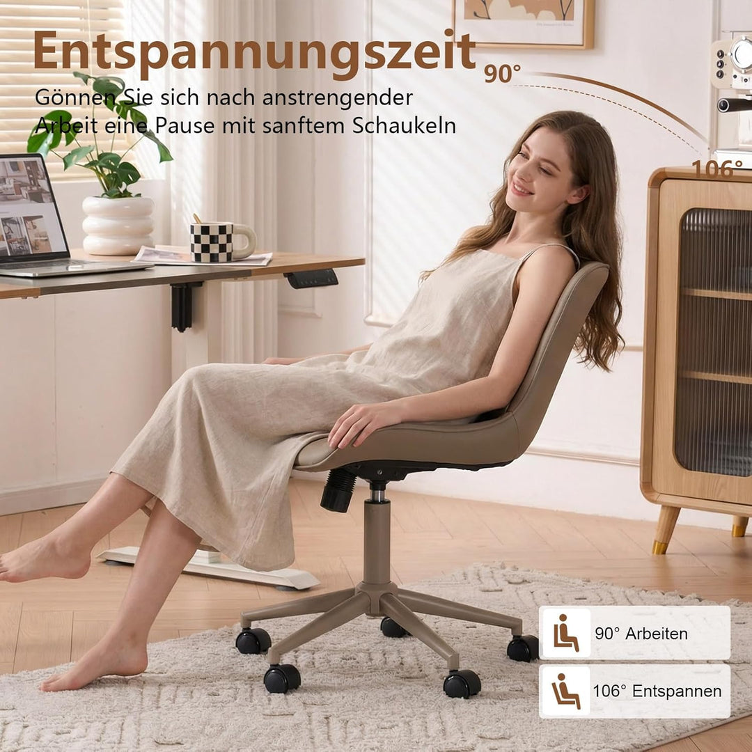YOUTASTE Bürostuhl Ergonomischer im Fischschwanz-Design, Schreibtischstuhl Drehstuhl mit Rollen, Höh