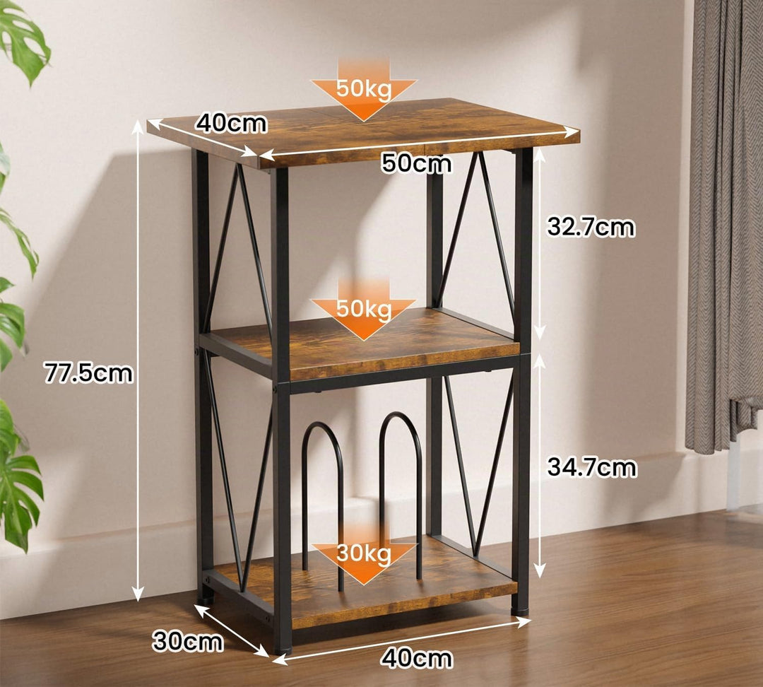 Verbesserte Version Plattenspieler Regal mit Breiterer 50×40cm Tischplatte, 3 Etagen Schallplatten R