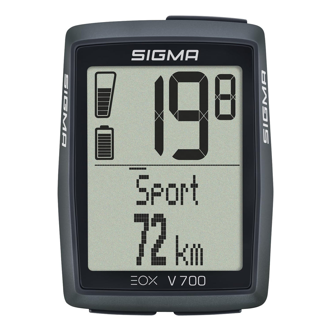 SIGMA EOX View 700 | E-Bike Fahrradcomputer inkl. Over CLAMP Butler | wasserfester Fahrradcomputer f