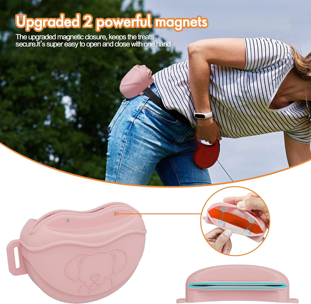 AWINNER Leckerli-Tasche für Hunde, Premium-Silikon, verbesserte 4 starke Magnete, verbesserter Magne