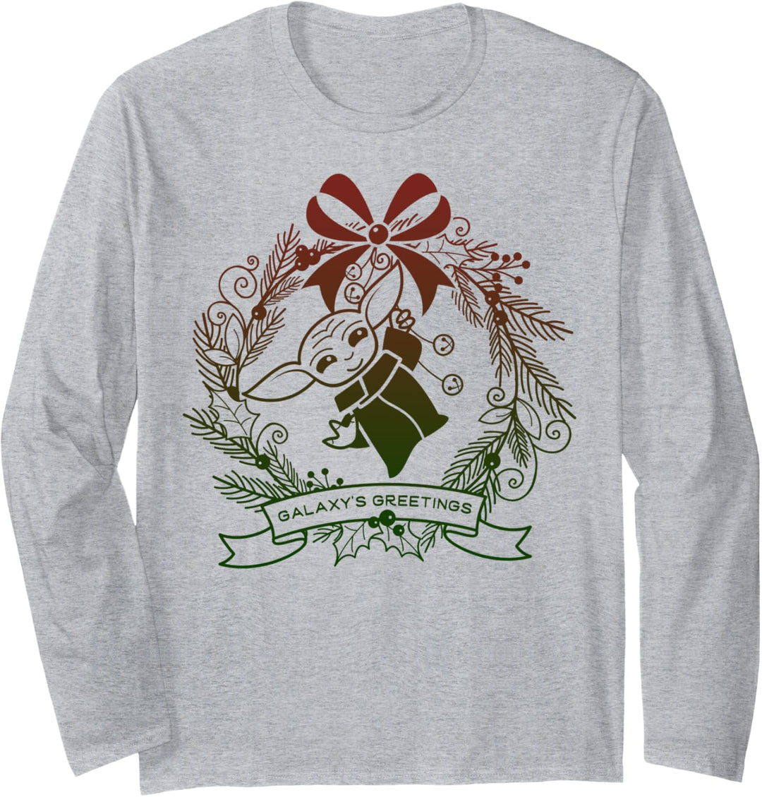 Star Wars Christmas The Child Gradient Wreath Greetings Langarmshirt