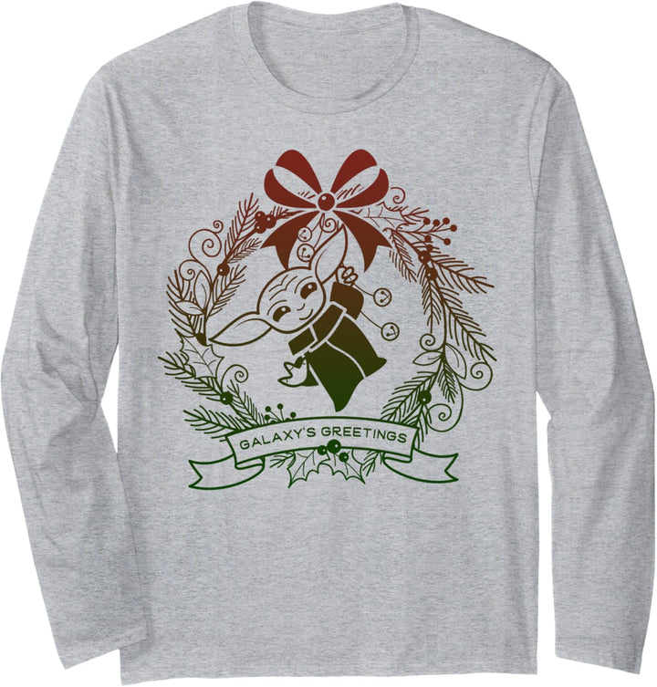 Star Wars Christmas The Child Gradient Wreath Greetings Langarmshirt