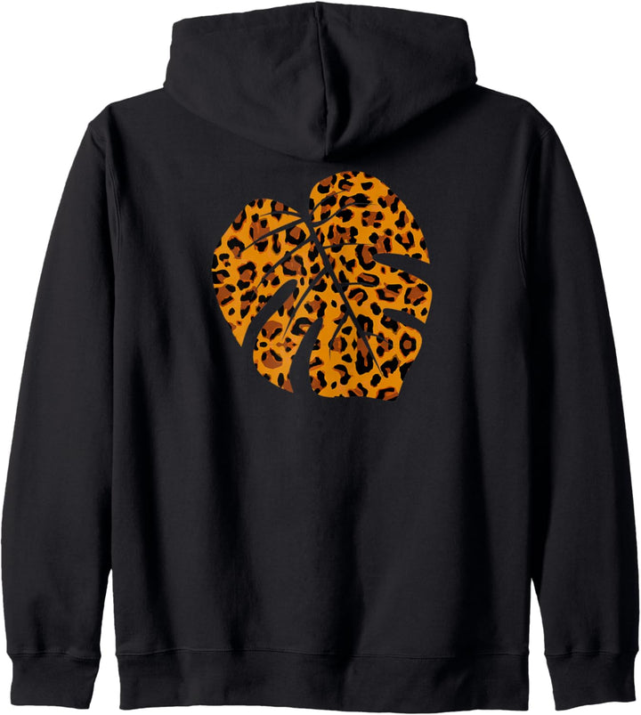 Tropical Monstera Leaf In Cool Leopard Pattern Print Design Kapuzenjacke