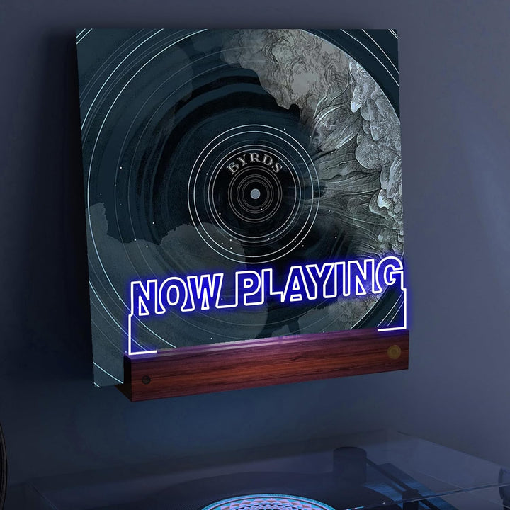 YuanDian Schallplatten Wandhalterung, Light up Now Playing Vinyl Record Stand mit 16 wechselnden Far