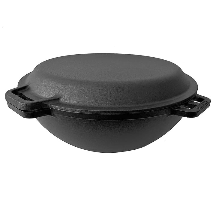 ROBARI Wok Kasan aus Gusseisen 12 L mit Grilldeckel Kazan
