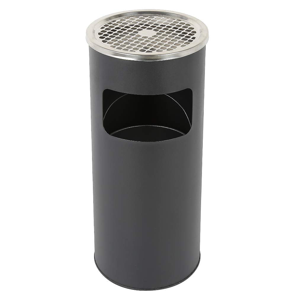 Standaschenbecher mit Papierkorb | Für Aussen und Boden mit Stahlgitter (Schwarz-1 Stück, 25 * 25 *