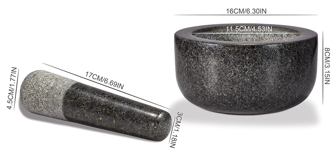 Supremery XXL Mörser und Stössel aus Granit im Set - Steinmörser Gewürzmörser Gross 16cm - für Gewür