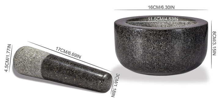 Supremery XXL Mörser und Stössel aus Granit im Set - Steinmörser Gewürzmörser Gross 16cm - für Gewür