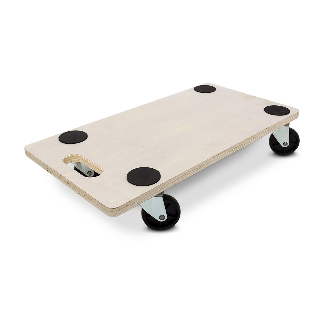 Relaxdays Transportroller HBT: 11 x 58 x 30 cm Transportbrett aus Holz mit praktischem Griff Tanspor