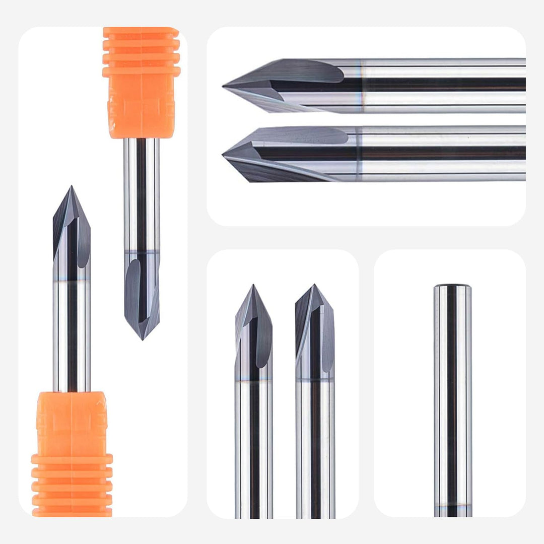 SpeTool Gravierfräser Fasenfräser 6mm Schaft 60 Grad und 90 Grad V Nutfräser VHM 3 Flöten Graviersti