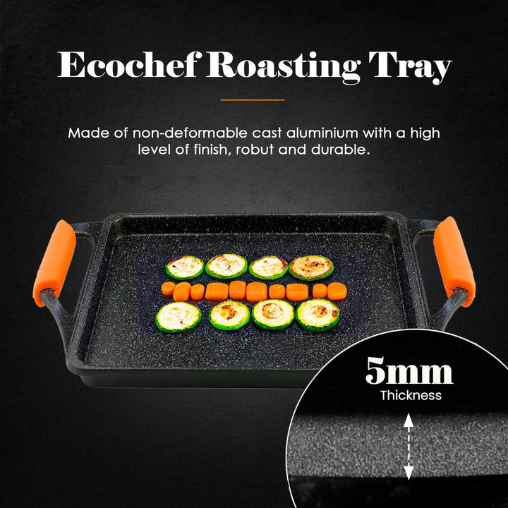 WECOOK! Ecochef Titan Grillplatte, Induktion Griddle-Pfanne 37 X 25 cm, Aluminiumguss, 5mm Dicke, Si