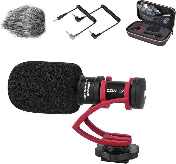 comica Kompaktes Kamera-Mikrofon CVM-VM10II Richtmikrofon mit Kondensator mit Wind Muff Mikrofon Car