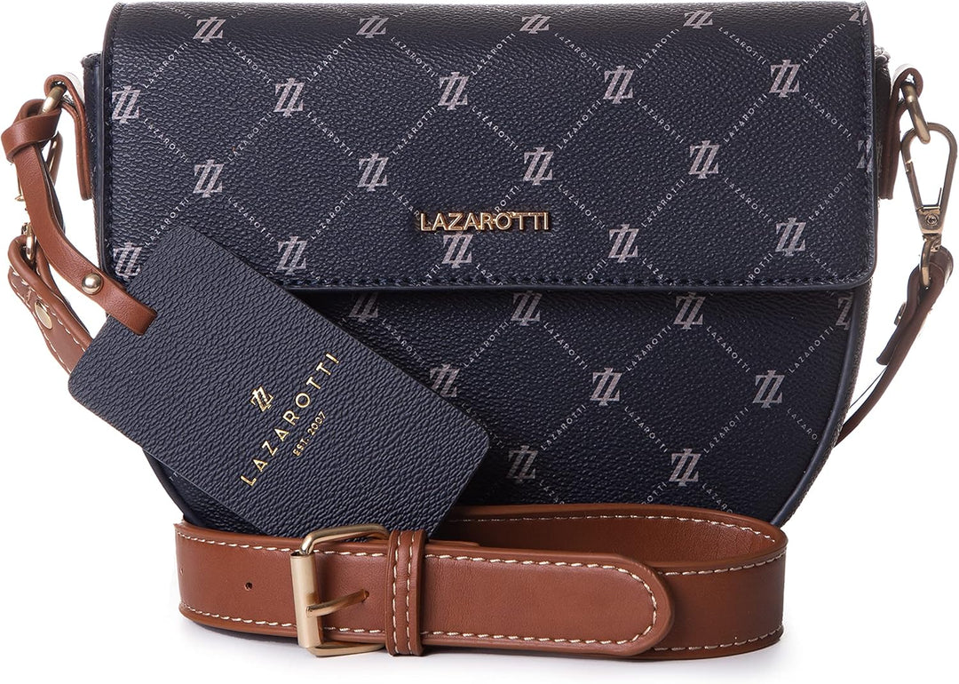 Lazarotti Palermo Umhängetasche Damen | verstellbarer Schultergurt | Halfmoon Bag 21cm Blau, Blau