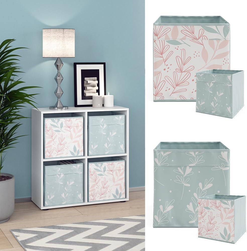 Vicco Raumteiler Tetra, Weiss, 72 x 72.6 cm mit 4 Faltboxen Opt.1 Raumteiler 73x72 cm mit Faltbox Fl