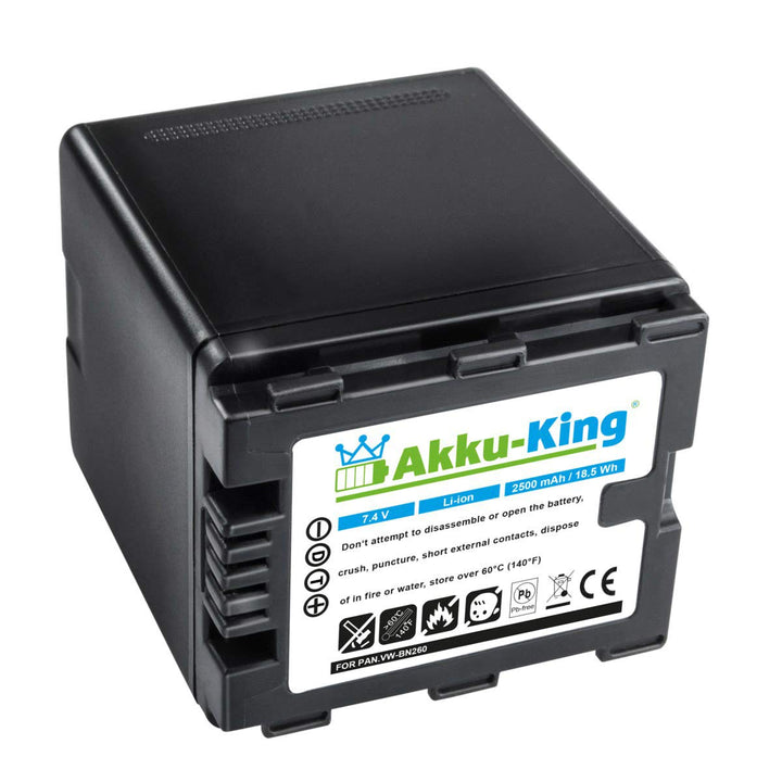 Akku-King Akku kompatibel mit Panasonic VW-VBN260 - Li-Ion 2500mAh - für HDC-SD800, HDC-SD900, HDC-S