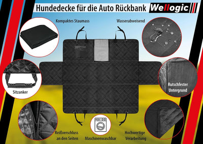 Wellogic Hundedecke Auto Rücksitz Hundematte Rückbank Autoschondecke Wasserdicht Kratzfest Universal