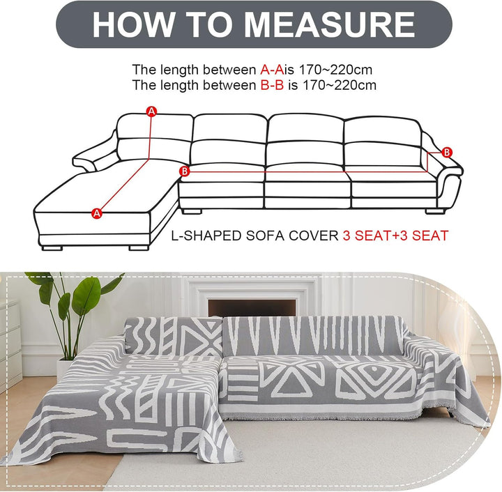 ShowyLive Sofa Überwurfdecke Sofa Überzug 2er Set für Ecksofa L-Form Sofabezug 3 Sitzer+3 Sitzer, Ch