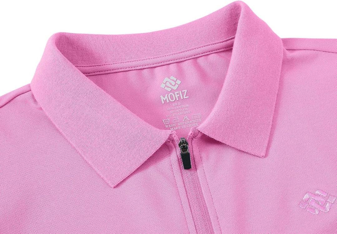 MoFiz Damen Poloshirt Langarm Baumwolle Polohemd Sport Polo Wintershirts mit Reissverschluss Kragen