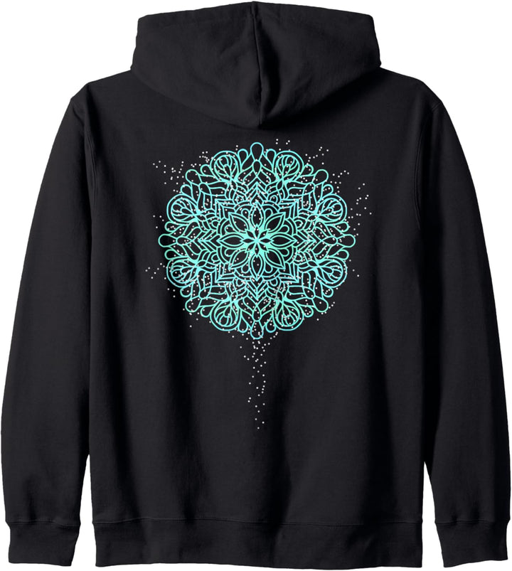 Mandala Yoga Design in Blaugrün, Instruktor Geschenk Kapuzenjacke
