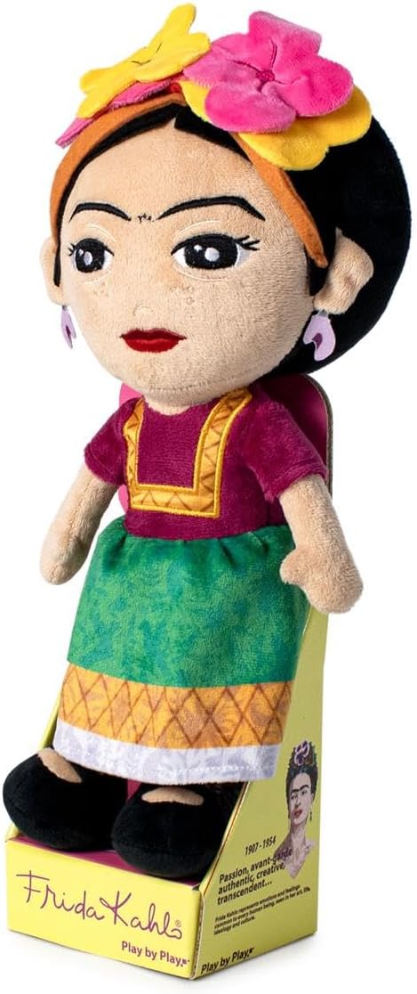 Famosa Softies 760023277 Frida Kahlo Plüschtier, 27 cm, in Unit Display, Hommage 70. Jubiläum, detai