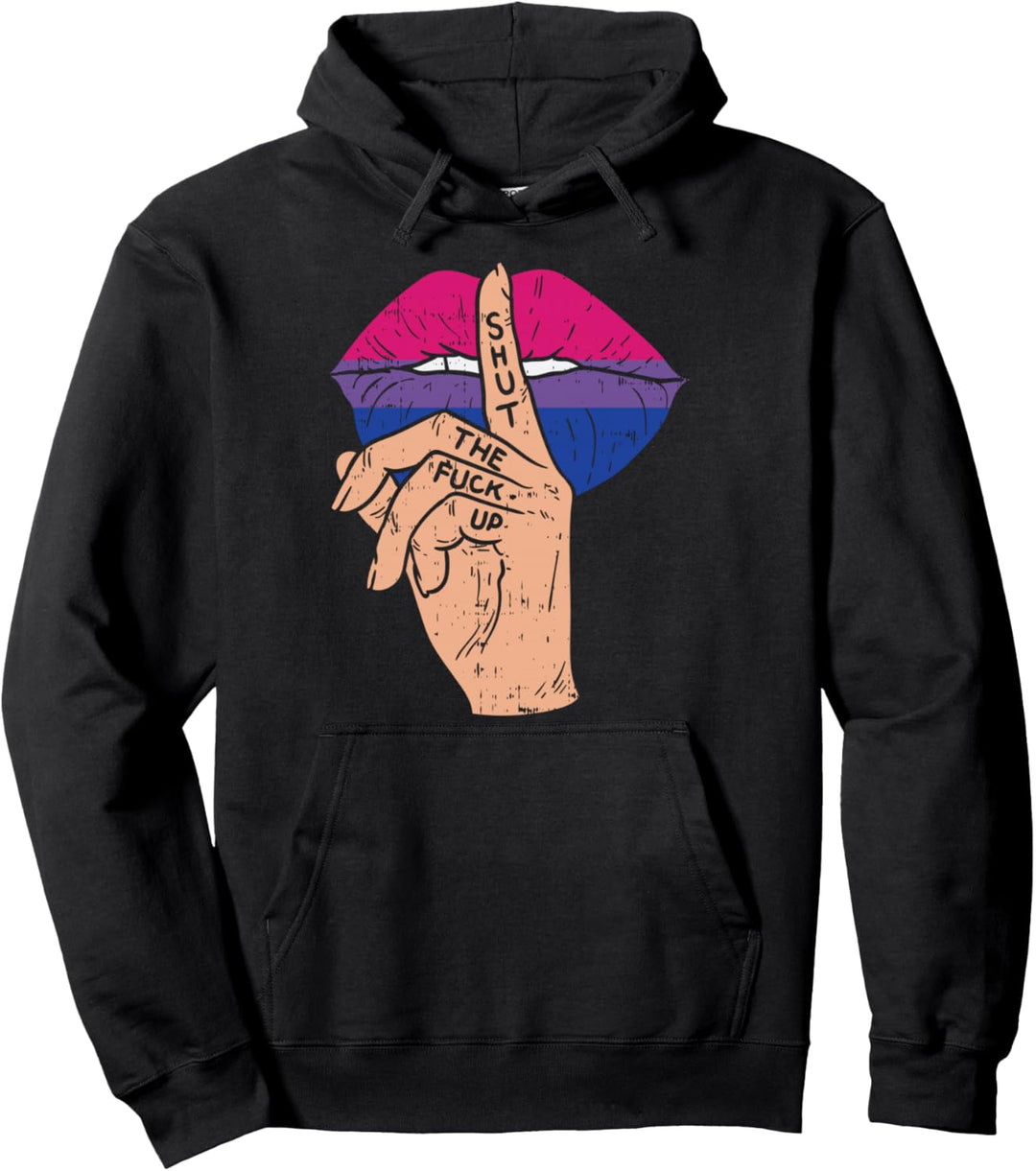 Bisexual Pride Stfu Lips Mouth Bi Flag Bisexuality LGBT Gift Pullover Hoodie