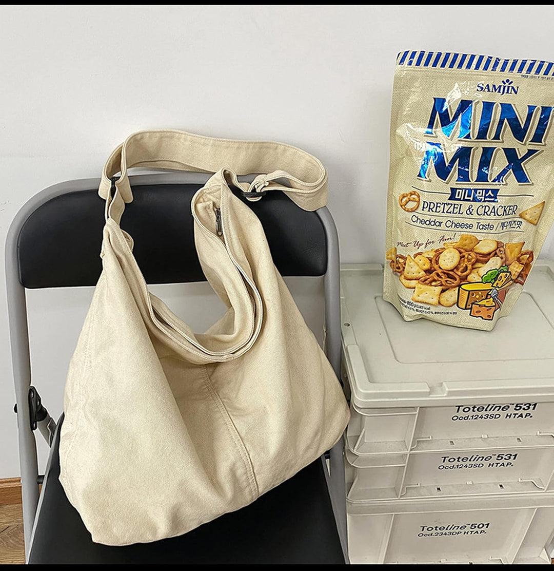 Messenger-Tasche aus Segeltuch, gross, einfarbig, mit mehreren Taschen, Schultertasche aus Segeltuch