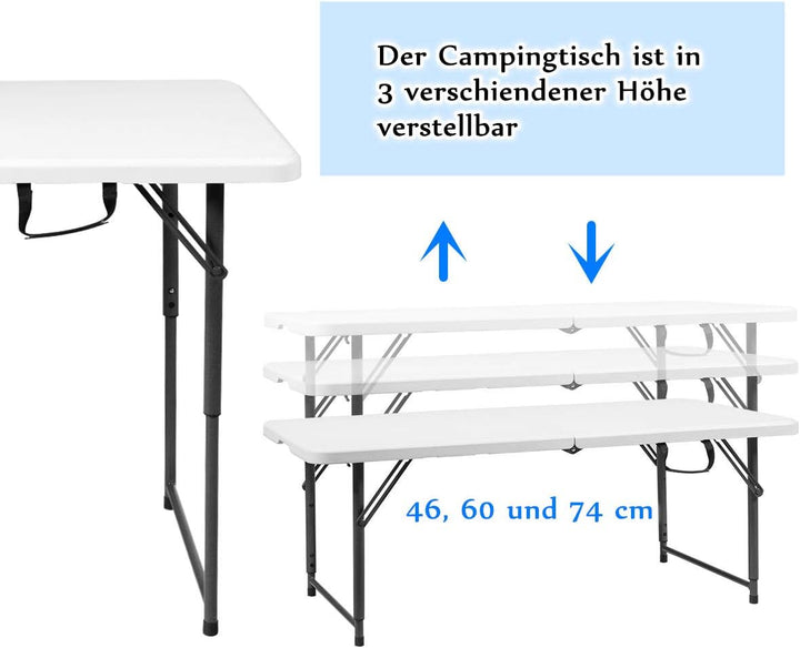 RELAX4LIFE Klapptisch mit Tragegriff, Falttisch, Campingtisch kalppbar, Gartentisch belastbar bis 15