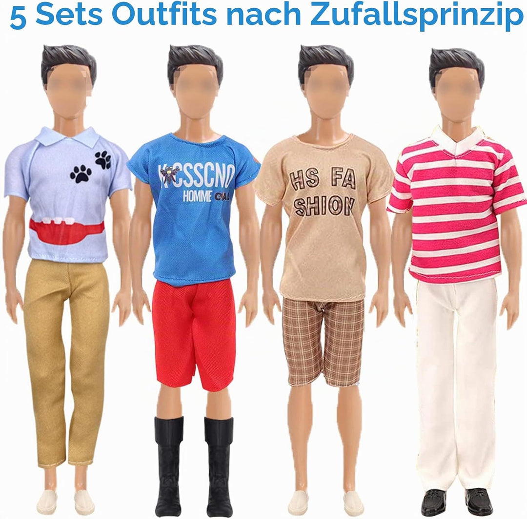 19 Stück Kleidung und Zubehör Kompatibel mit Ken Puppen 1 Anzug 5 Freizeitbekleidung Kleidung 5 Hose