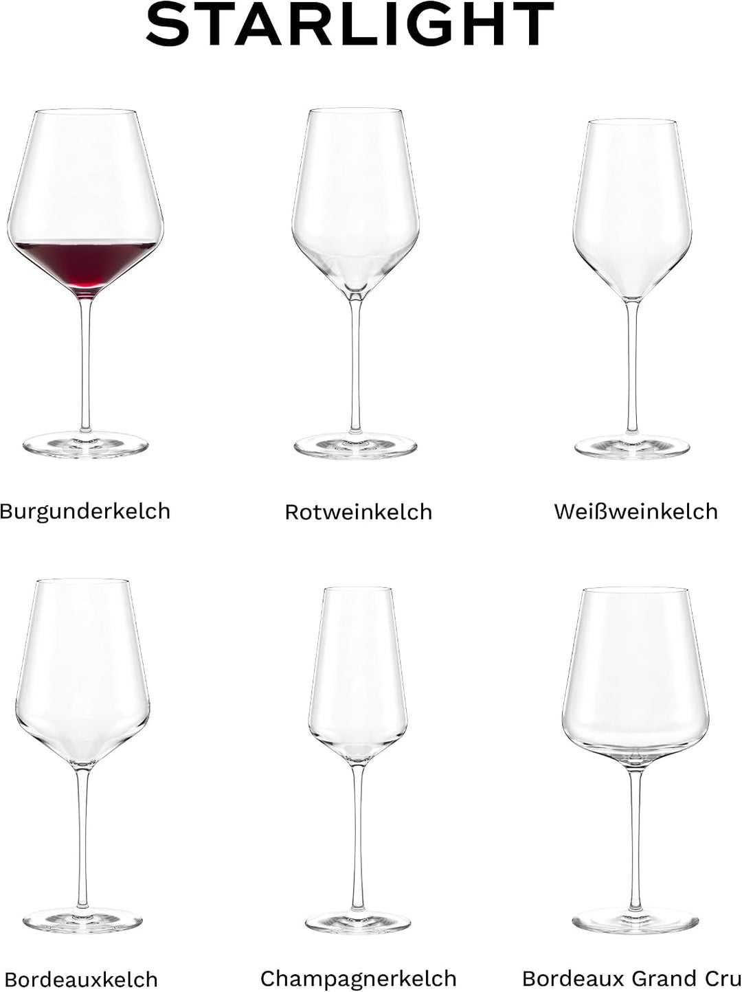 Stölzle Lausitz Burgunderkelch Starlight 820ml I Rotweingläser 6er Set I Weingläser spülmaschinenfes