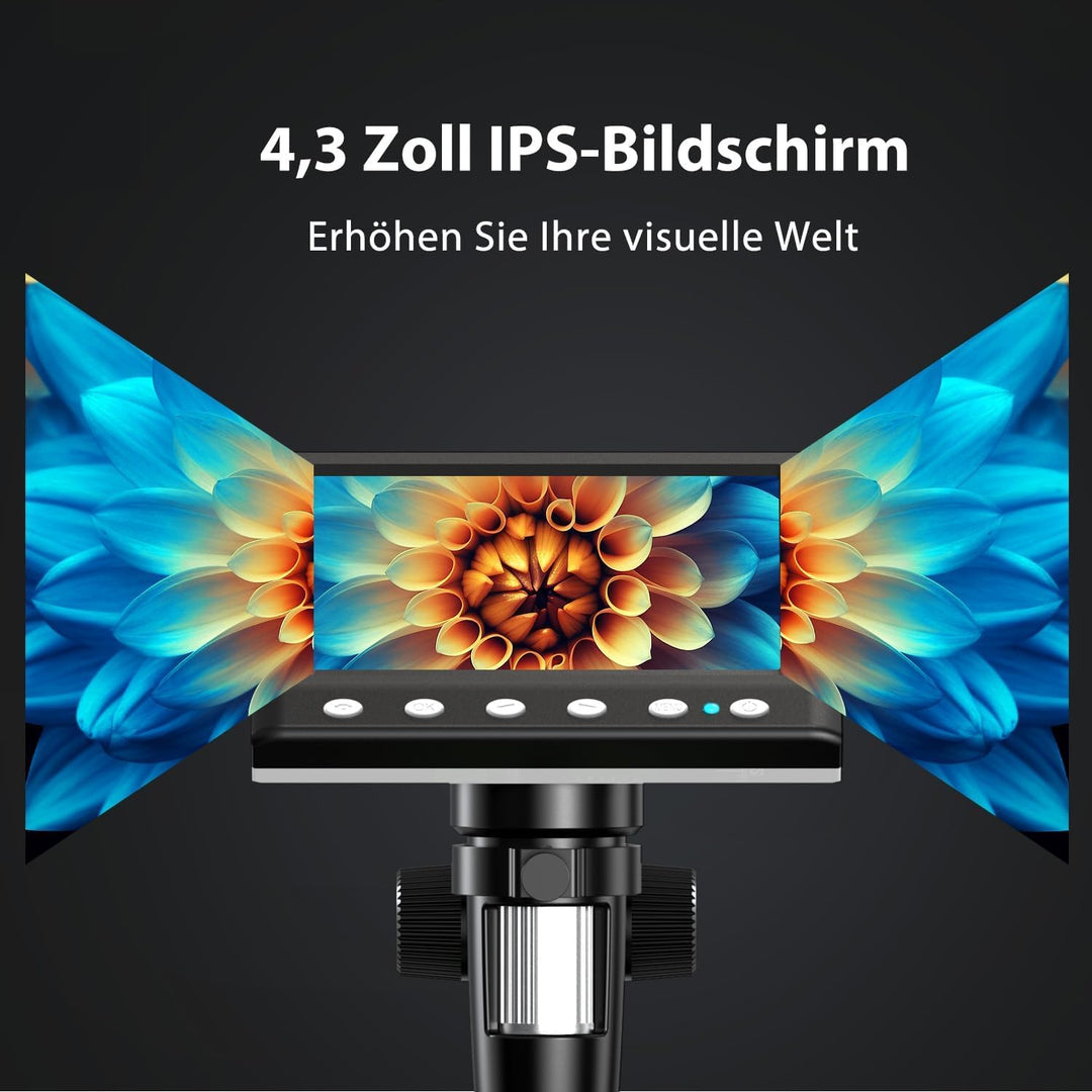 Hayve Digital Mikroskop, 4,3 Zoll LCD Mikroskope, 1080P USB Mikroskope mit 8 Einstellbaren LED Licht