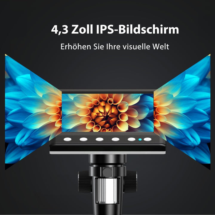 Hayve Digital Mikroskop, 4,3 Zoll LCD Mikroskope, 1080P USB Mikroskope mit 8 Einstellbaren LED Licht