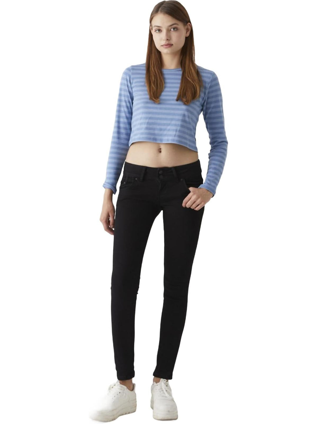 LTB Jeans - Damen - Molly - Low Waist - Slim Fit Jeans - Hosen 24W / 30L Black To Black Wash, 24W /